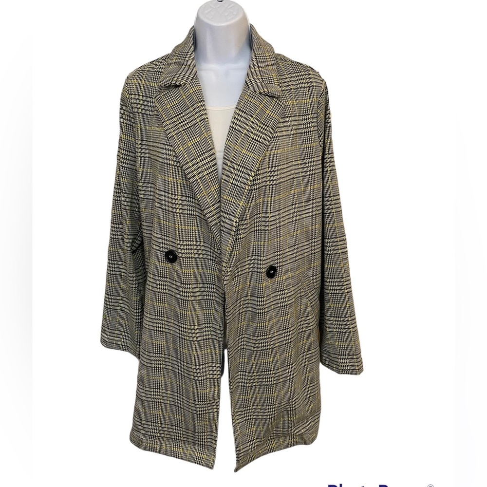 Melloday Plaid Topper Duster Jacket Size Large Lightweight